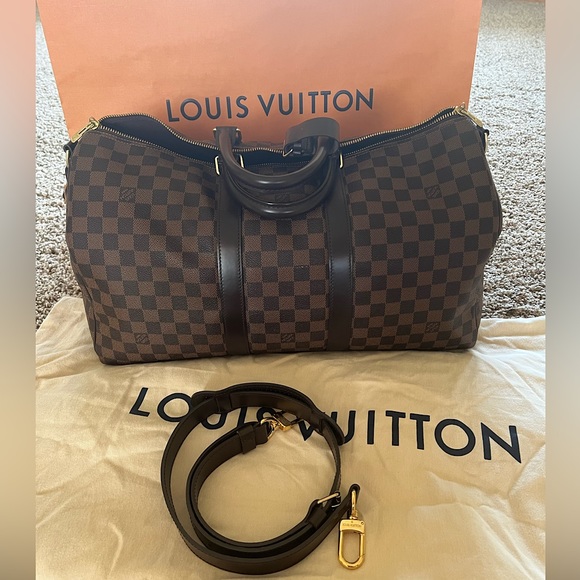 Louis Vuitton Handbags - Authentic LOUIS VUITTON Keepall 45 Bandouliere Damier Ebene Travel Bag Brown.